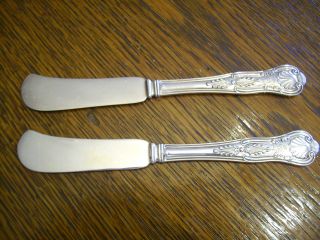 2 Gorham 1885 Kings Ii Individual Butter Spreader Knives Sterling photo