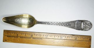 Antique Durgin Sterling Silver New Orleans,  La Mother Bird Souvenir Citrus Spoon photo