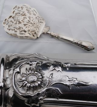 Antique French Sterling Silver Asparagus Or Pastry Server Mechanism Art Nouveau photo