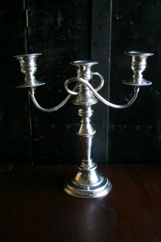 Antique Vintage English Silver On Copper 3 Light Candelabra Converts To Single photo