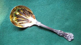Solid Silver Serving Spoon - - Tiffany - - 19th.  Century - - 1885 - - Kings Pattern photo