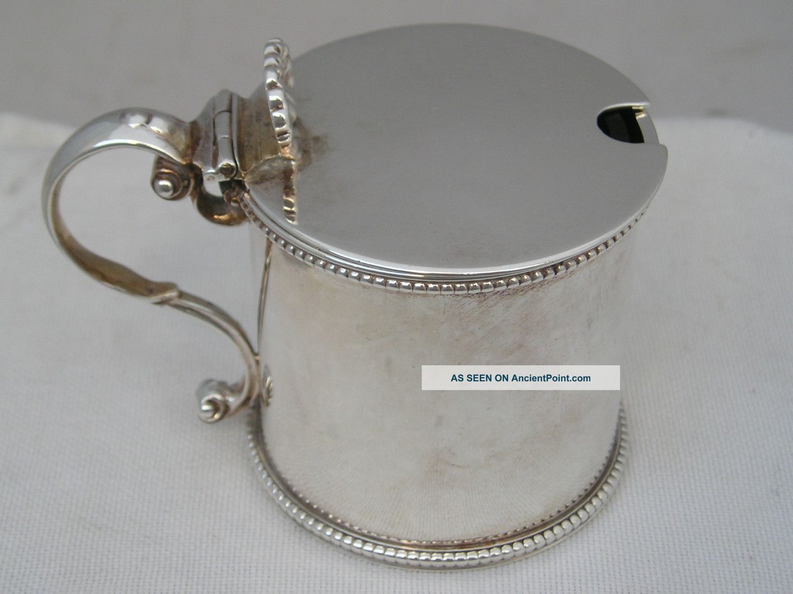 Magnificent Houle 1870 Victorian Silver Mustard Pot Blue Glass Liner 91g Salt & Pepper Shakers photo