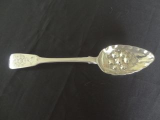 Antique Sterling Silver English Berry Fruit Serving Spoon C.  1814 William Eaton photo