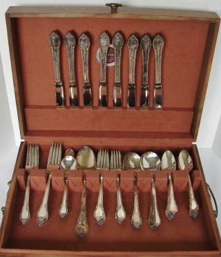 1847 Rogers Silverplated Flatware Set Remembrance 1948 In Chest 50 Pc Serves 8 photo