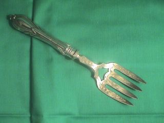 Antique Silver Engraved Serving Fork Sheffield Plate photo