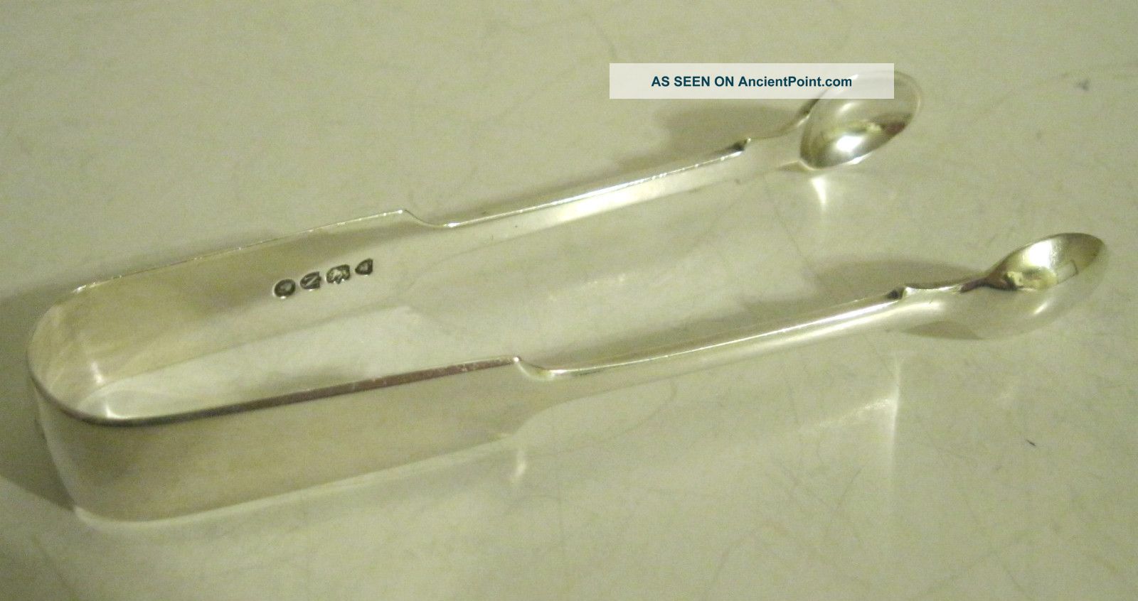 Antique English Gmj Sterling Silver 30g Sugar Serving Tongs Vtg W Hallmarks Sugar Bowls & Tongs photo