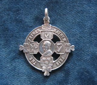 Antique Solid Silver Fob Medal - The Father Mathew Feis - Dublin 1921 photo