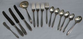 International Sterling Silver Prelude Flatware 15 Pieces Antique photo