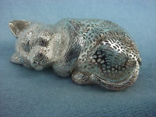 Christofle Silver Plate D ' Argent Sleeping Kitty Cat Kitten Lumiere Collection photo