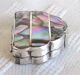 Antique Vintage Sterling Silver.  925 & Abalone Paua Shell Hinged Pill Snuff Box Boxes photo 3
