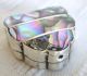 Antique Vintage Sterling Silver.  925 & Abalone Paua Shell Hinged Pill Snuff Box Boxes photo 7