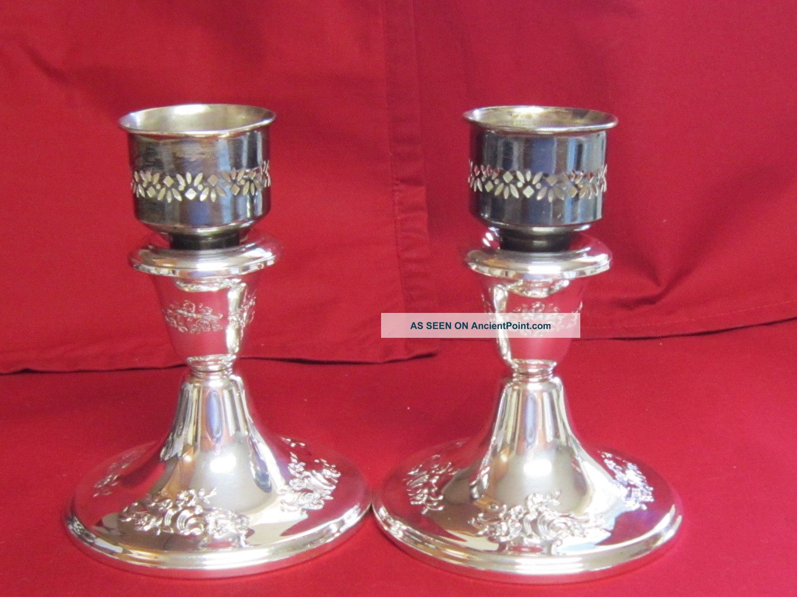 Gorham Sterling Silver Hurricane Candlesticks,  Never Candlesticks & Candelabra photo