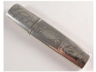 Fine Georgian Silver Large Bright Cut Needle Case.  Hallmarked 1803.  Maker Sp photo