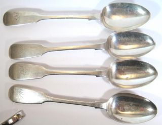 4 X Antique 1850 English Teaspoons By Henry Holland photo