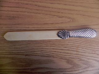 Very Old Antique Solid Silver Page Turner With Large Faux Ivory Blade Circa 1889 photo