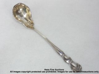 Antique Baker Manchester Bms16 Long Sterling Silver Pierced Olive Spoon No Mono photo