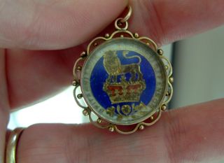 Antique 1826 George 1v Enamel Coin & 9ct Rose Gold Hallmarked Cased Fob Charm photo