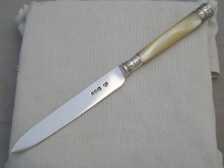 Rare 1916 Silver & Mop Goldsmiths Cutlery Knife 52g photo