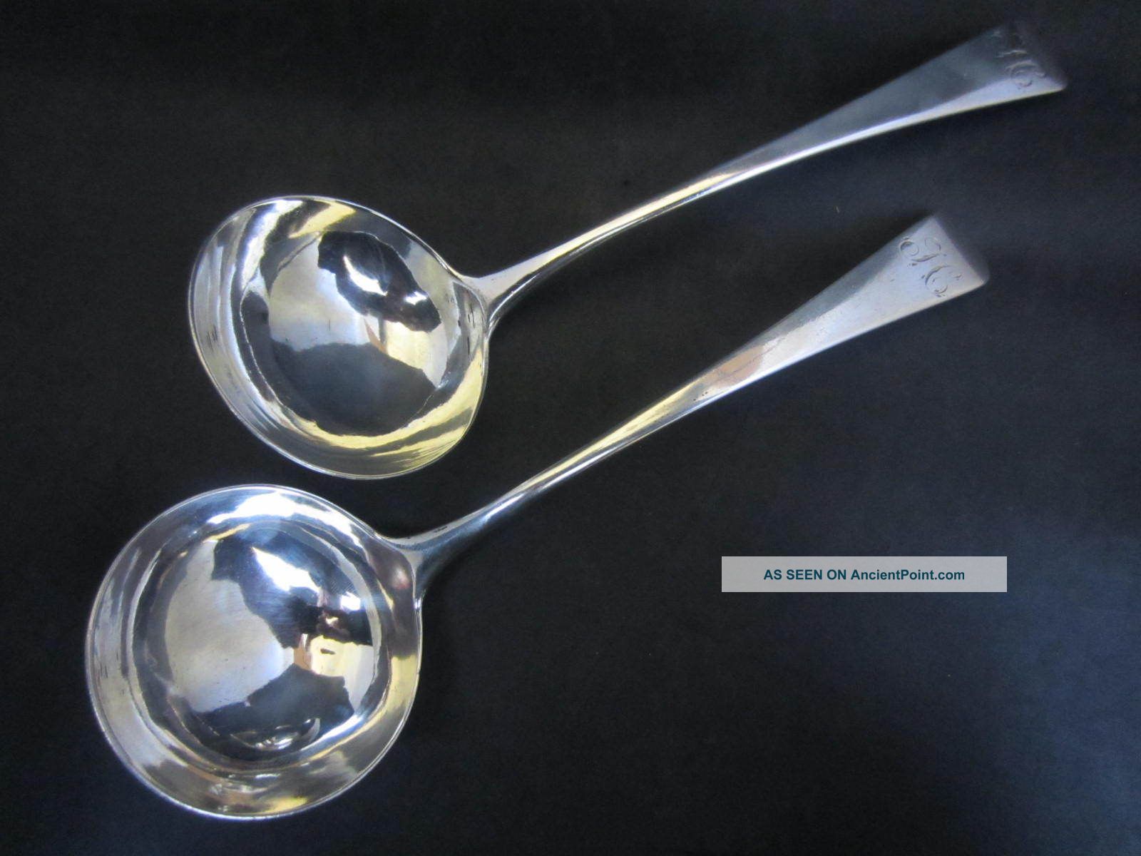Pair Of Georgian Solid Silver Old English Pattern Sauce Ladles - London 1808 Other photo