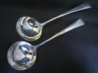 Pair Of Georgian Solid Silver Old English Pattern Sauce Ladles - London 1808 photo