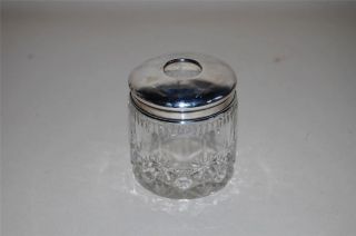 Art Deco Glass Hair Receiver With Solid Hallmarked Silver Lid - C1924 - 25 photo