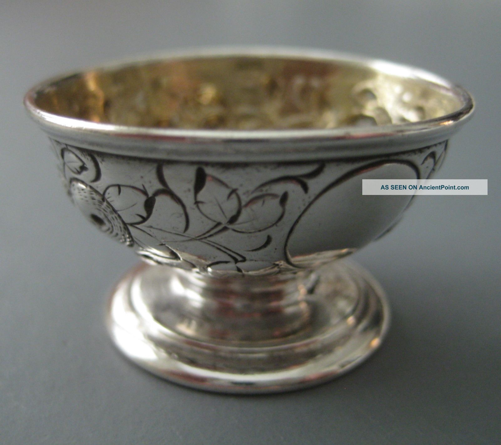 Brilliant Cut Coin Silver Salt Cellar A E W Andrew Elliot Warner 1850s Mint Coin Silver (.900) photo