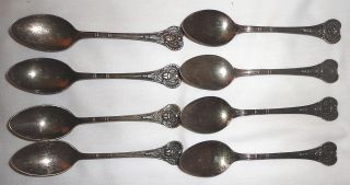 8 Winged Scarab Silver Plated Demitasse Spoons Oneida Rogers Cafe De L ' Opera photo