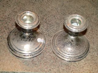 Pair Of Fisher Sterling Silver Candlesticks,  3.  5 