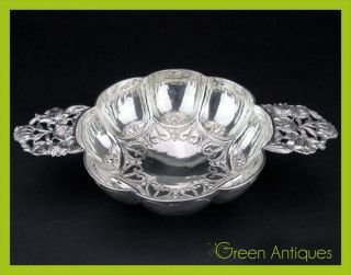 Antique 19thc Dutch Solid Silver Hand Engraved Wine Tasting Bowl C.  1842 photo