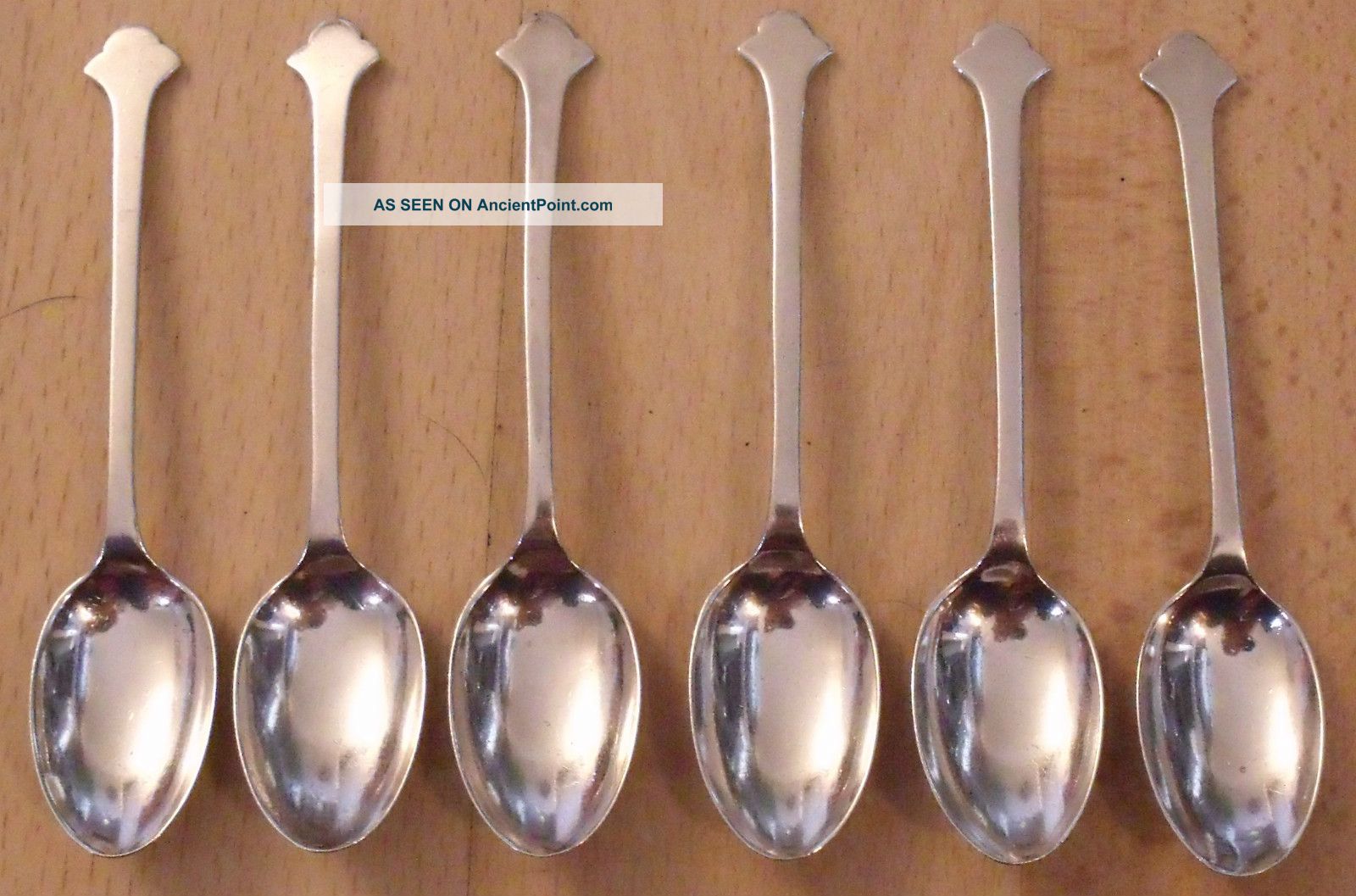 Solid Silver Trefoil Spoons Set Of Six Sheffield 1923 Other photo