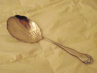 Large Sterling Silver Deep Shell Serving Spoon With Relief Roses Excel Vintage photo