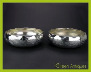 Antique 20thc American Sterling Silver Pair Of Fruit Bowls,  New York C.  1900 photo