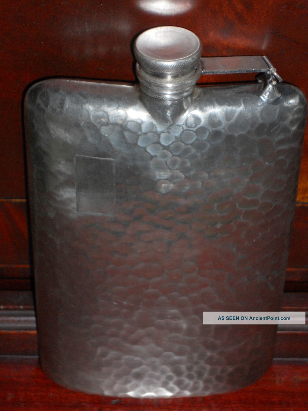 Antique Apollo Silverplate Hammered Flask,  1890 ' S (?),  7 