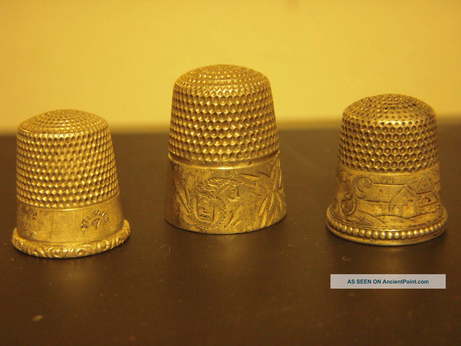 Vintage Sterling Silver.  925 Thimbles 3 Thimbles photo