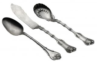 Sterling Silver Whiting Manufacturing Co.  3 Pc.  Berry Spoon,  Butter Knife,  Spoon photo