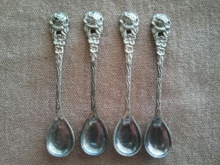 4 Vintage 835 Silver Salt Spoons Approx.  2 1/2 