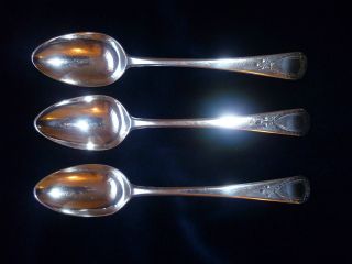 Rare Set Of 3 Hester Bateman,  Bright Cut,  Silver Desert Spoons,  London 1788 photo