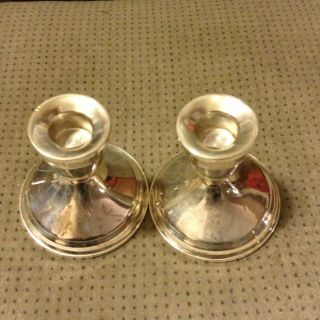 2 Duchin Creation Sterling Silver Weighted Candlestick Set Holders Scrap? photo