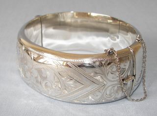 Stunning Vintage Sterling Silver Bangle - Birm 1959 - Heavy 43 Gms - Ex Cond photo