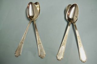 4 Ancestral Oval Soup/dessert Spoons - 1924 Rogers Classic - Clean & Table Ready photo