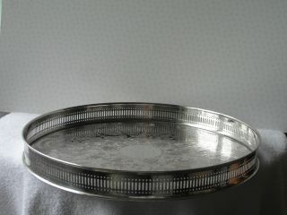 Lovely Silver Plate On Copper Round Gallery Tray,  Made In Sheffield. photo