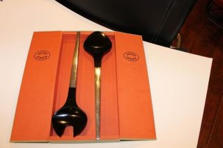 Authentic 1957 Georg Jensen Sterling Caravel Salad Servers Set In Box photo
