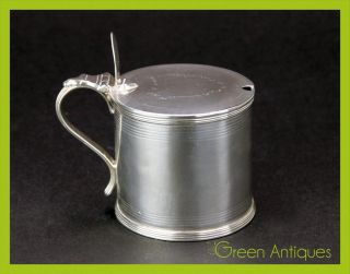 Antique 18thc Georgian Solid Silver & Glass Mustard Pot,  Henry Chawner C.  1792 photo