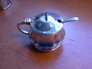 Lovely Art Deco Silver Mustard Pot And Spoon 1943 photo