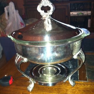 Fb Rogers Silver Plate Chafing Dish Base And Lid Glass Dish photo