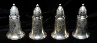 Vintage Crown Sterling Silver Weighted Set/4 Salt Pepper Shakers photo
