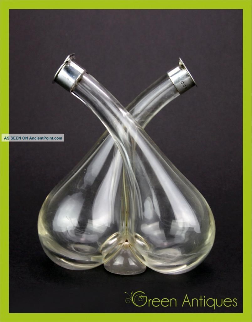 Antique 20thc Victorian Solid Silver & Glass Oil & Vinegar Bottle,  London C.  1901 Uncategorized photo