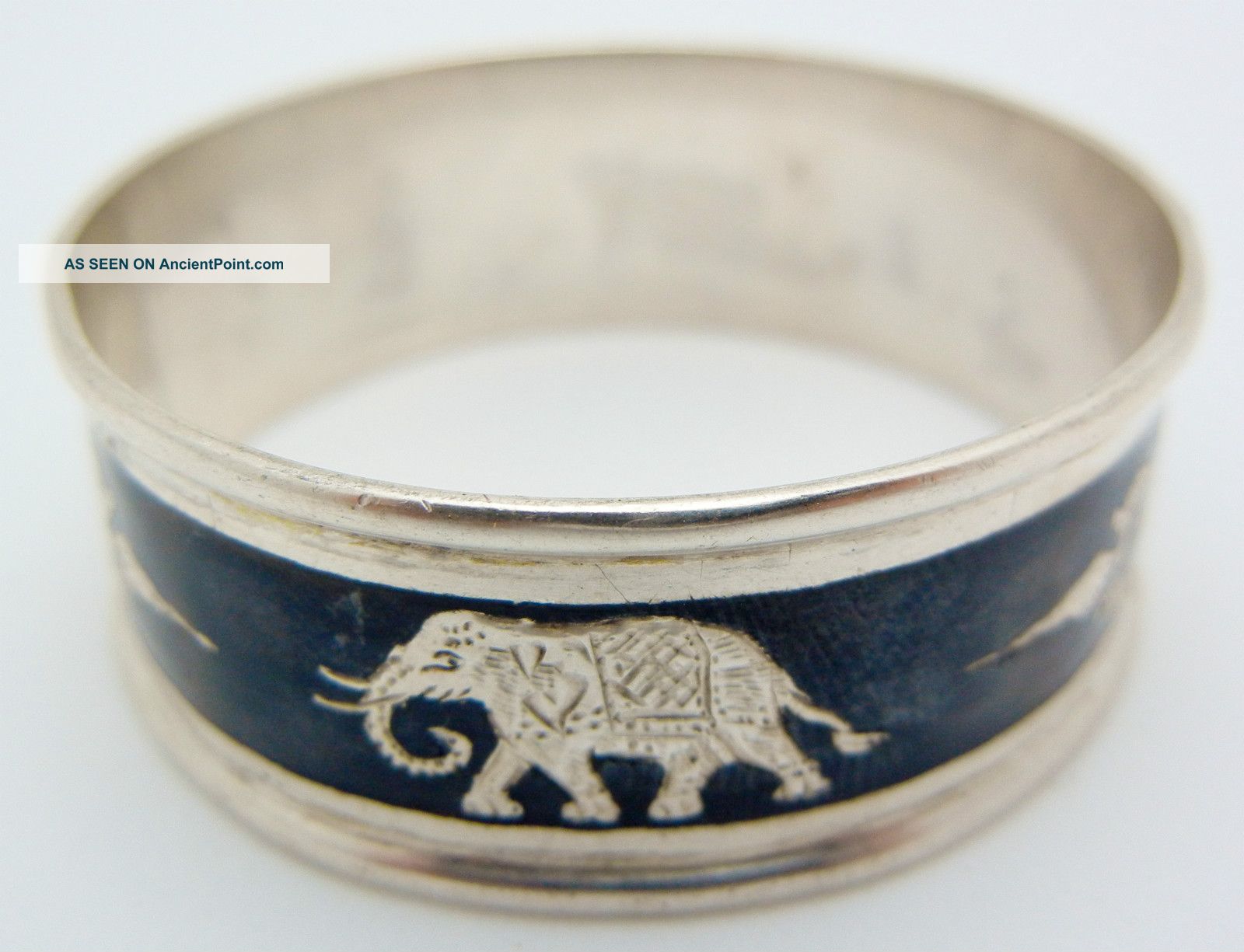 Siam Sterling Silver Round Napkin Ring Elephant Napkin Rings & Clips photo