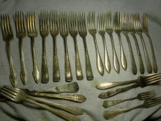 Lot 23 Fancy Antique Silverplate Flatware Assorted Forks Assemblage Steam Punk photo