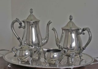 Vintage Silver Plated Tea And Coffee Set.  Decorative And Pristine. photo